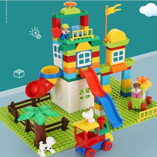 80-320PCS Marble Race Run Big Block Compatible Duploed Building Blocks Funnel Slide Blocks DIY Big Bricks Toys For Children gift