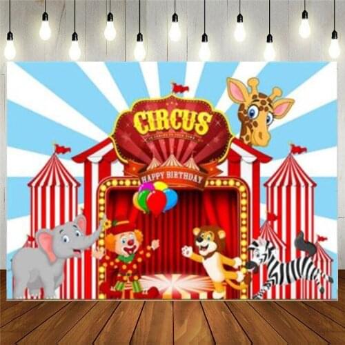 Red Circus Backdrop Big Top Tent Baby Shower Girl Boy Birthday Party Candy Cake Table Decor Banner Background