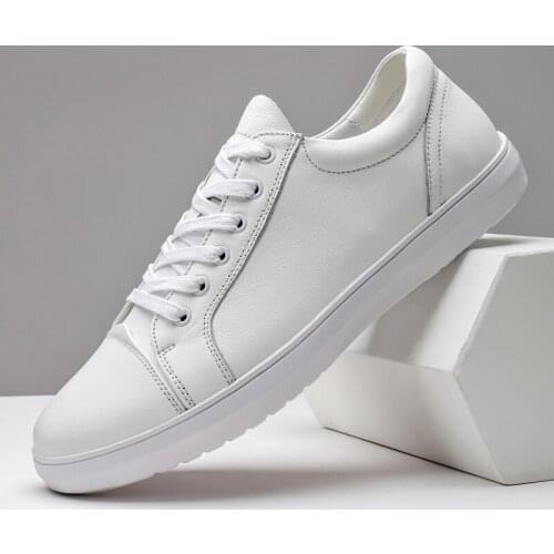 High Quality White Sneakers Men Casual Genuine Leather Shoes Soft Comfortable Skateboard Mens Shoes Fashion Trend Men Flat Shoe