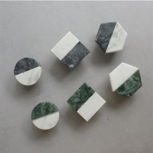 LCH Nordic Style Solid Brass Natural Marble Cabinet Knob Drawer Pull Furniture Handles Min Clothes Hook