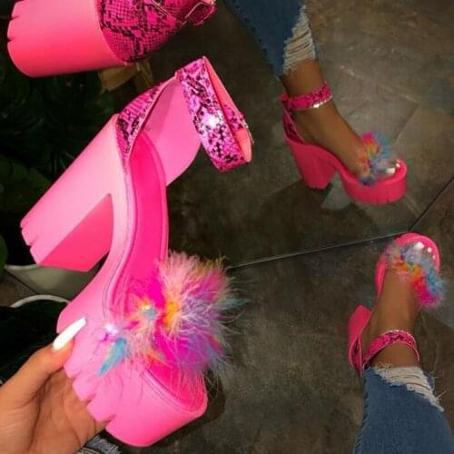 Hot Sale Women High-heeled Rhinestone Womens Shoes High-heeled Sandals Candy Color Beach Sandals Outdoor Banquet Wild Slippers