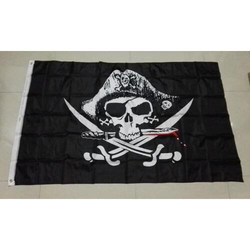NEW 90x150cm New Design Huge 3x5FT Skull and Cross Crossbones Sabres Swords Jolly Roger Pirate Flags With Grommets Decoration