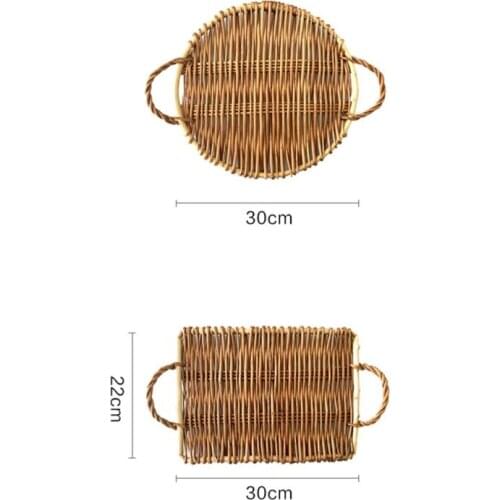 Japanese Rattan Fruit Tray With Handle Storage Tray Practical tray, table mat, coaster, pot mat, durable and easy to clean