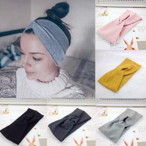 Autumn Winter Women Headband Wide Twist Knitted Girls Hairband Turban Solid Color Female Elastic Knot Headwrap Hair Accessories