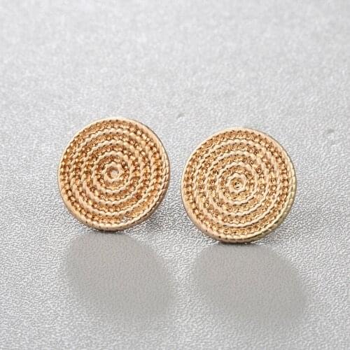 Simple Twisted Rope Round Gold Earrings Coin Circle Round Earring For Women Girls High Quality Lady Fashion Indian Jewelry