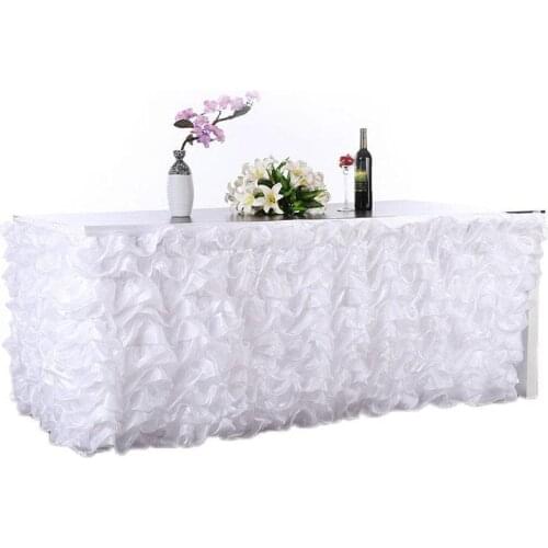 HobbyLane Handmade Pink Wavy Tulle Table Skirt For Wedding Britday Party Table Decor Home Decoration 275*80cm Pink