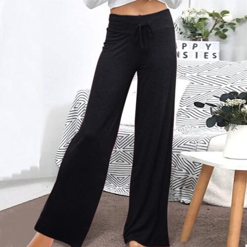 Elastic Waist Elastic Waist Long Pants Women Casual Loose Solid Color Sport Wide Leg Pants Plus Size Athestic Sweatpants 40