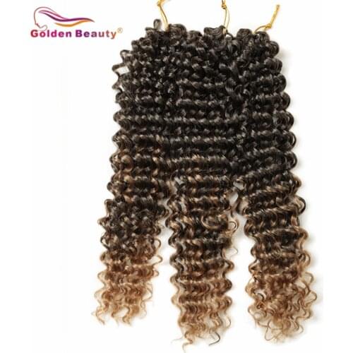 16 Inches Deep Wave Bundles Curly Synthetic Hair Extensions Easy Crochet Braid Hair Bundle Soft Faux Locs wig for Women