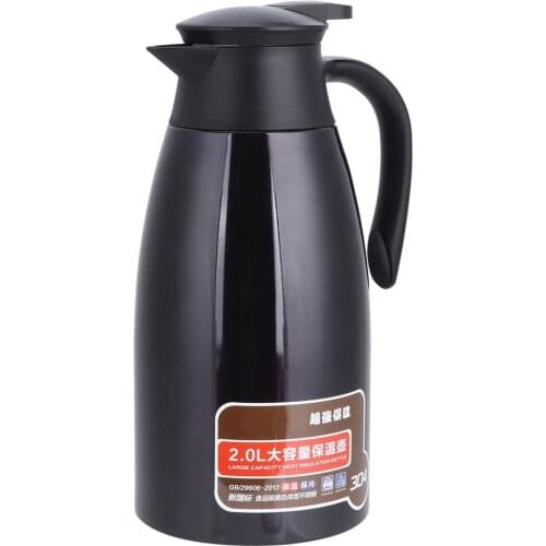 2L Stainless Steel Thermal Bottle Insulated Water Jug Vacuum Flasks Thermos Concise Jug Water Pot Travel Children 13.5x 29.3 cm