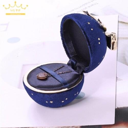 High Quality Round Bowknot Star Corduroy Jewelry Box Bowknot Jewelry Luxury Packing Box Peadant Display Case In Stock