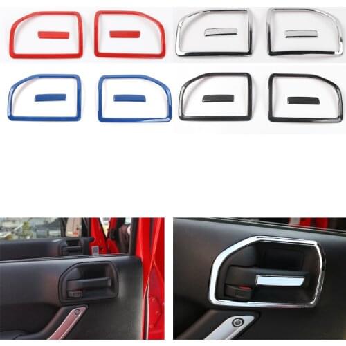 YAQUICKA 4Colors Car Interior Door Handle Bowl Frame Trim Styling Sticker For Jeep Wrangler 2 Doors 2011+ Auto Accessories ABS