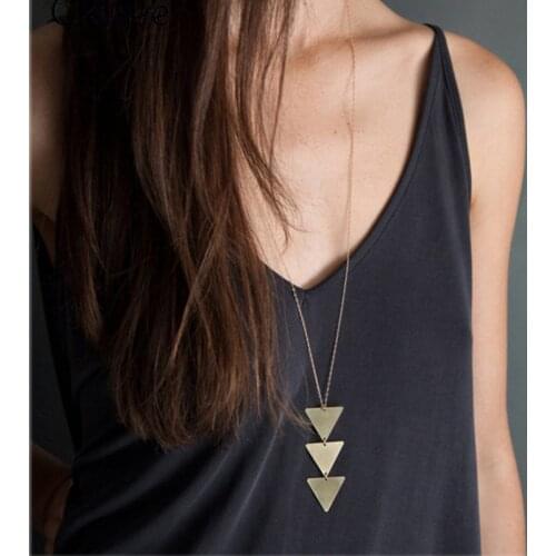 2019 NEW Pendant Necklace Triangle Long Chain Women Choker Sweater BOHO Necklace Chocker Gold Sliver Bijoux Collier Femme