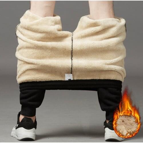 Winter Men Joggers Pants Thick Fleece Sweatpants 2021 Casual Mens Velvet Trousers Solid Color Cashmere Warm Pants Mens Clothing