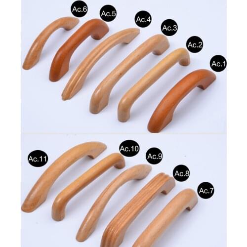 1Pc Kitchen Cabinet Furniture Handle Solid Wooden Cabinet Knob and Handle Door Drawer Wood Pull Handle Knobs 64-128MM