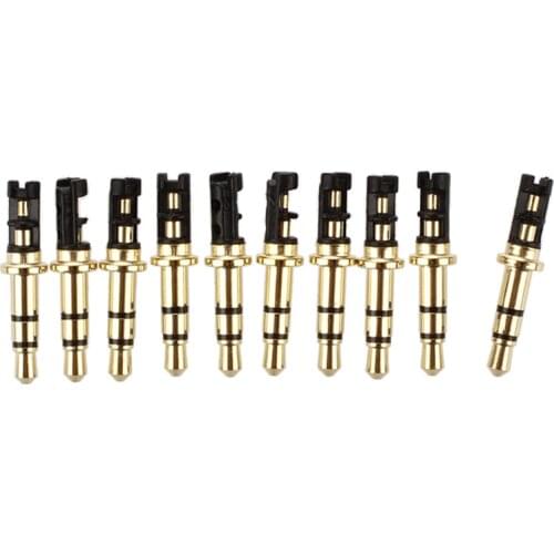 10 Pcs 3.5mm 3 Pole Male Soldering Repair Headphone Audio Jack Plug Gold Tone