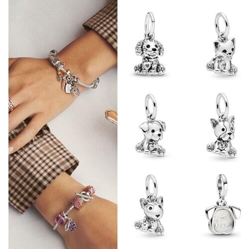 100% 925 Sterling Silver Charm Adorable Labrador Dog Pendant Fit Pandora Women Bracelet & Necklace Diy Jewelry