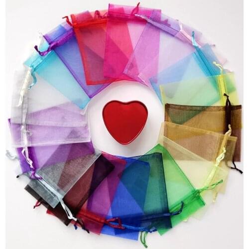 Drawsting Bags 25/50pcs Storage Organza Jewelry Packaging Bags Party Decoration Gift Pouches colorful Drawable Bags