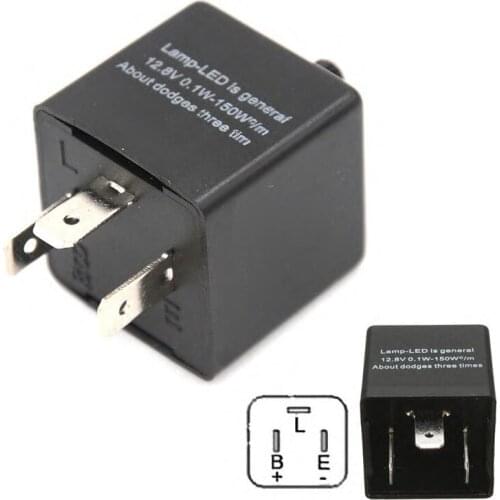 3-Pin LED Flasher Relay Unit Car Turn Signal Indicator Blinker Light Globe Flash plug play Black for most of the 12V vehicles