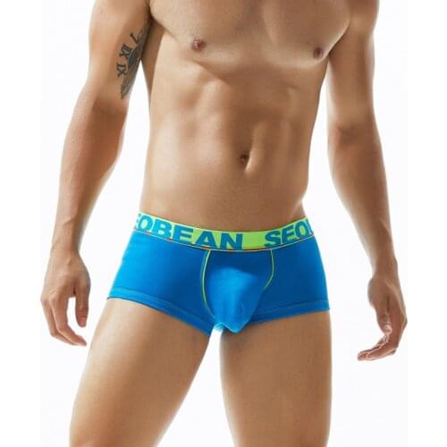 3pcs/lot SEOBEAN Brand Mens Boxer Underwear Waist solid Cotton Sexy Boxer Underwear