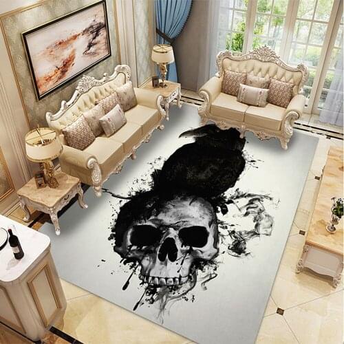 3D Skulls Halloween Party Decor Carpet Kids Room Play Area Mat/Rugs Soft Flannel Baby Game Room Carpets Living Bedroom For Crawl