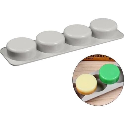 4 Cavity Silicone Soap Mold Bar Bake Molds Round Shape Mould Soap Making Tools DIY Handmade Craft