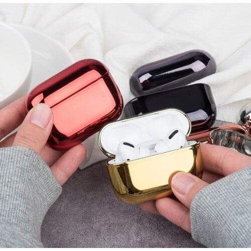 Hard PC Electroplated Earphone Cover For Apple AirPods Pro Wireless Bluetooth Luxury Gold Cover For Airpods Pro Headset Cover