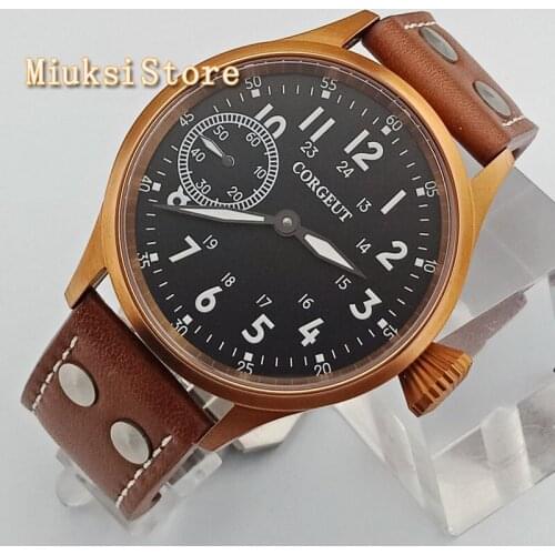 Fashion classic man mechanical watch Corgeut 43mm bronze plated case sapphire glass 6497 hand winding mens watch 2635