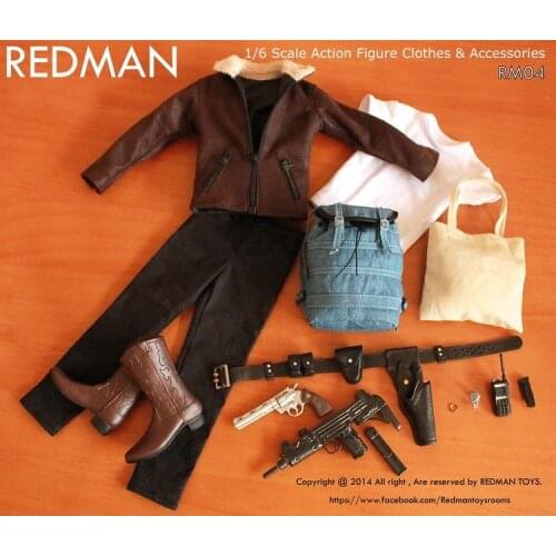 [ESTARTEK] REDMAN RM04 1/6 The Walking Dead Sheriff Officer Rick Leather Costume Suit for 12" Collectible Action Figure DIY