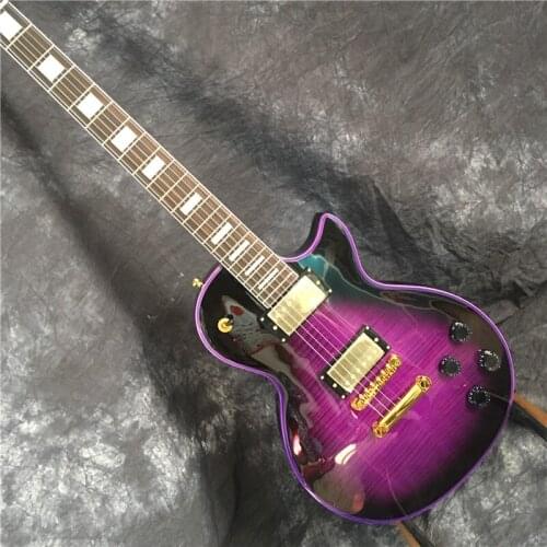 Purple Electric Guitar Flamed Maple Top, Gold Hardware, High Quality, Real Photo Show, Wholesale