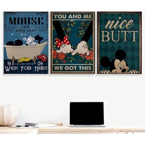 Disney Cartoon Canvas Paintings Mickey Mouse Love Family Posters and Comic Prints Wall Art Pictures for Living Home Decoration