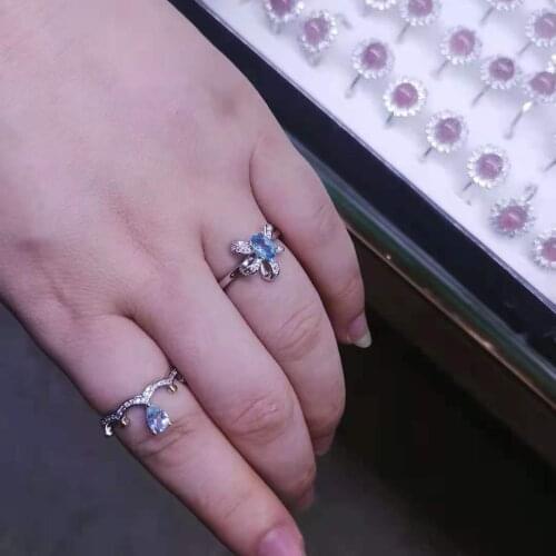 Natural Topaz Stone Birthstone Womens Ring S925 Sterling Silver Anillos Mujer Flower Knot Crown Jewelry Aliança De Namoro Gift