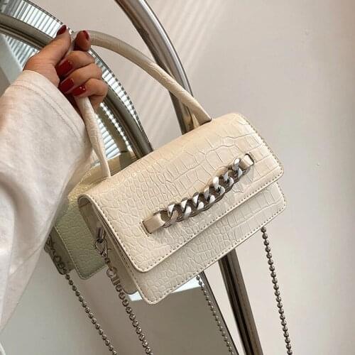 Crocodile Pattern Square Tote Bag 2021 Fashion New High-quality PU Leather Womens Designer Handbag Chain Shoulder Messenger Bag