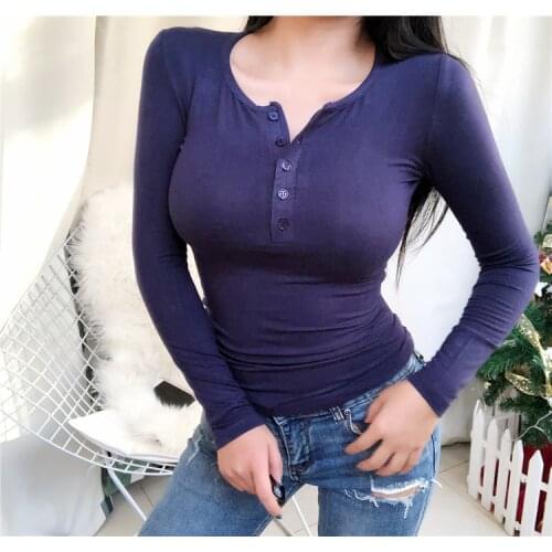 New Spring Lady Black Solid red white sexy Slim Fit Tee Women Highstreet Casual Long Sleeve Tshirt Tops female girl t shirt