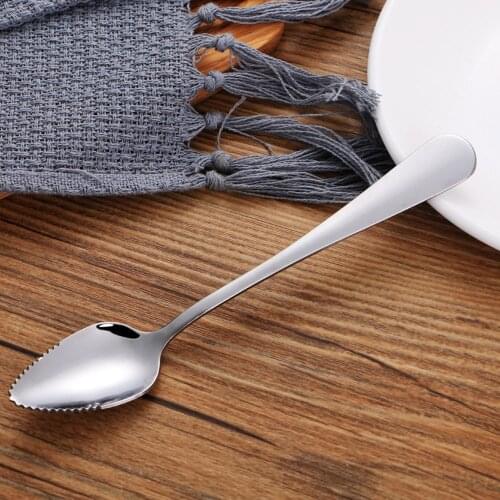 2/4Pcs Stainless Steel Grapefruit Spoon Thick Dessert Spoon Serrated Edge Stainless Steel Fruit and Vegetable Home Kitchen Tools