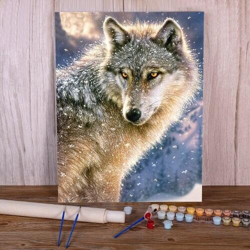 Animal Wolf DIY Painting By Numbers Package Acrylic Paints 50*70 Painting On Canvas Home Decor Children Handicraft Drawing