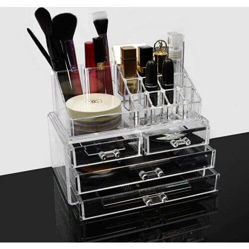 Makeup Organizer with Drawers Acrylic Clear Large Capacity Cosmetic Jewelry Storage Box Display Case for Bathroom Dresser