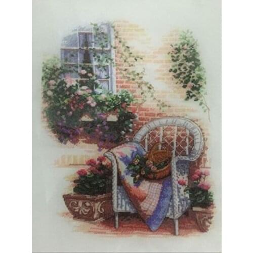 Wicker chair in front of the window Counted Cross Stitch 11CT 14CT DIY Cross Stitch Kits Embroidery Needlework Sets home decor