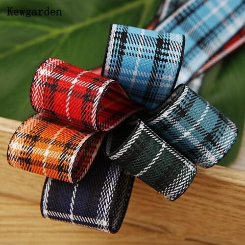 Kewgarden 1-1/2" 1" 38mm 25mm Plaid Polyester Ribbons Handmade Tape DIY Hairbow Corsage Accessories Packing Webbing 10 Yards