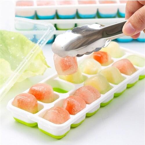14 Grids Ice Cube Trays Easy-Release Silicone and Flexible Ice Cube Maker with Spill-Resistant Removable Lid BPA Free for Wine