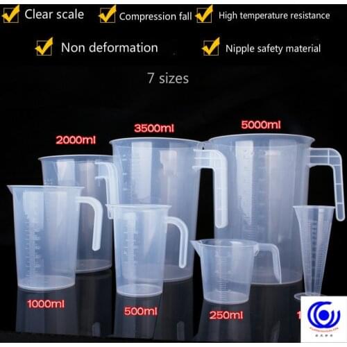 New 100/250/500/1000/2000/3500/5000ml thickened plastic measuring transparent scale cup food grade beaker kitchen milk tea