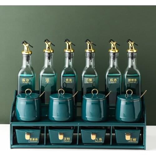 Glass Ceramic Spice Rack Salt Sugar Pepper Nordic Luxury Oil and Vinegar Bottles Spice Rack Organizer Especiero Kitchen Tools 50
