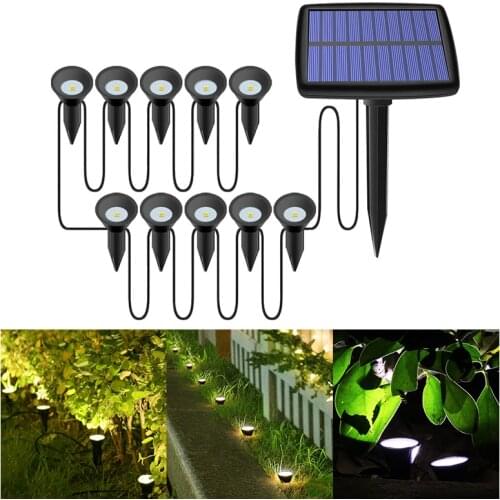 Solar Powered Dual Spot Light Outdoor Garden Landscape Spotlight Yard Lawn Lamp with 10x Spotlight Garden Decoration
