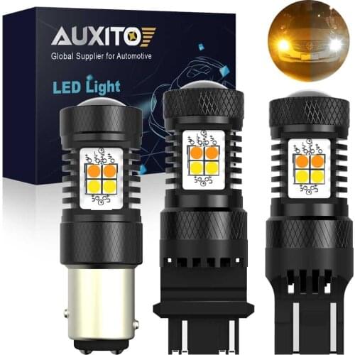 AUXITO 2PCS 1157 BAY15D LED Bulb Amber & White T25 3156 3157 Turn Signal Light 7443 T20 W21W Daytime Running Lamp Parking Lights