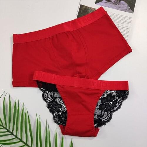 New Cotton Couples Panties, Comfortable,breathable Ice Porcelain Cotton Men And Women Boxer Briefs Sexy Seamless Lace Underwear