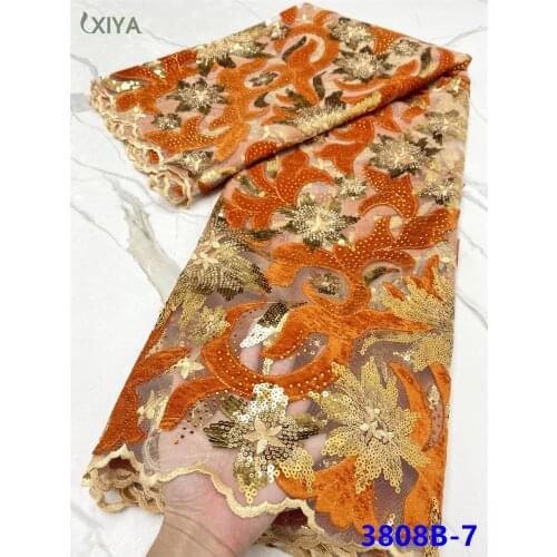 High Quality African Velvet Lace Fabric Sequin Lace Fabric New Designs French Tulle Lace Fabric for Party Wedding APW3808B