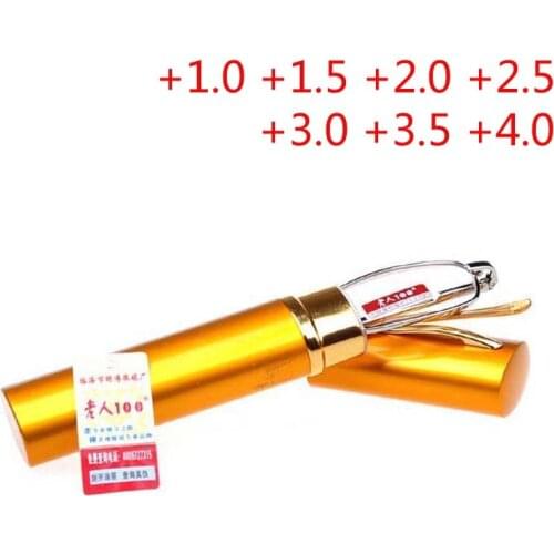 Upscale aspherical surface Resin Magnifying Reading Glasses +1/+1.5/+2/+2.5/+3/+3.5/+4 Pen Containers springs leg presbyopia