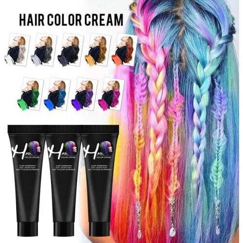Bright Color Disposable Hair Coloring Cream Semi Permanent Hair Colorants Cream Wax Dyeing Gel DIY Hair Dye Care Styling
