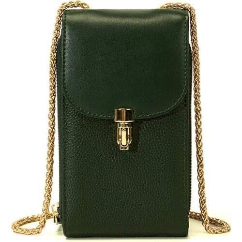 Mobile Phone Bag Womens Leather Mini Chain Bag Shoulder Messenger Bag Tide Joker First Layer Cowhide Lychee Pattern Womens Bag