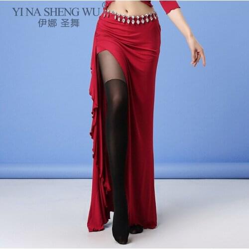 Belly Dance Sexy Skirt Sides Slits Skirts Women Oriental Belly Dance Skirt Female Dance Clothes Long Design Practice Clothes