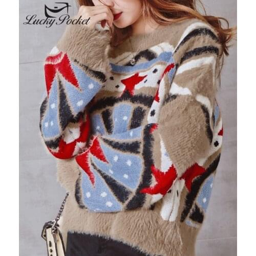 2020 Ladies Spring Autumn Fashion New O-Neck Short Loose Sweater Top Women Casual Print Long Sleeve Sleeve Pullovers Top QL338